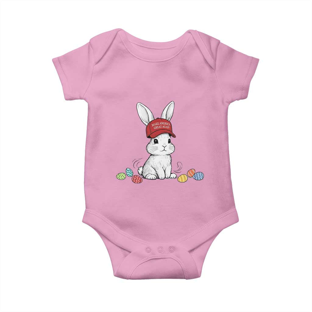 Funny Easter Bunny Wearing Hat American Baby Onesie TS14 Light Pink Print Your Wear