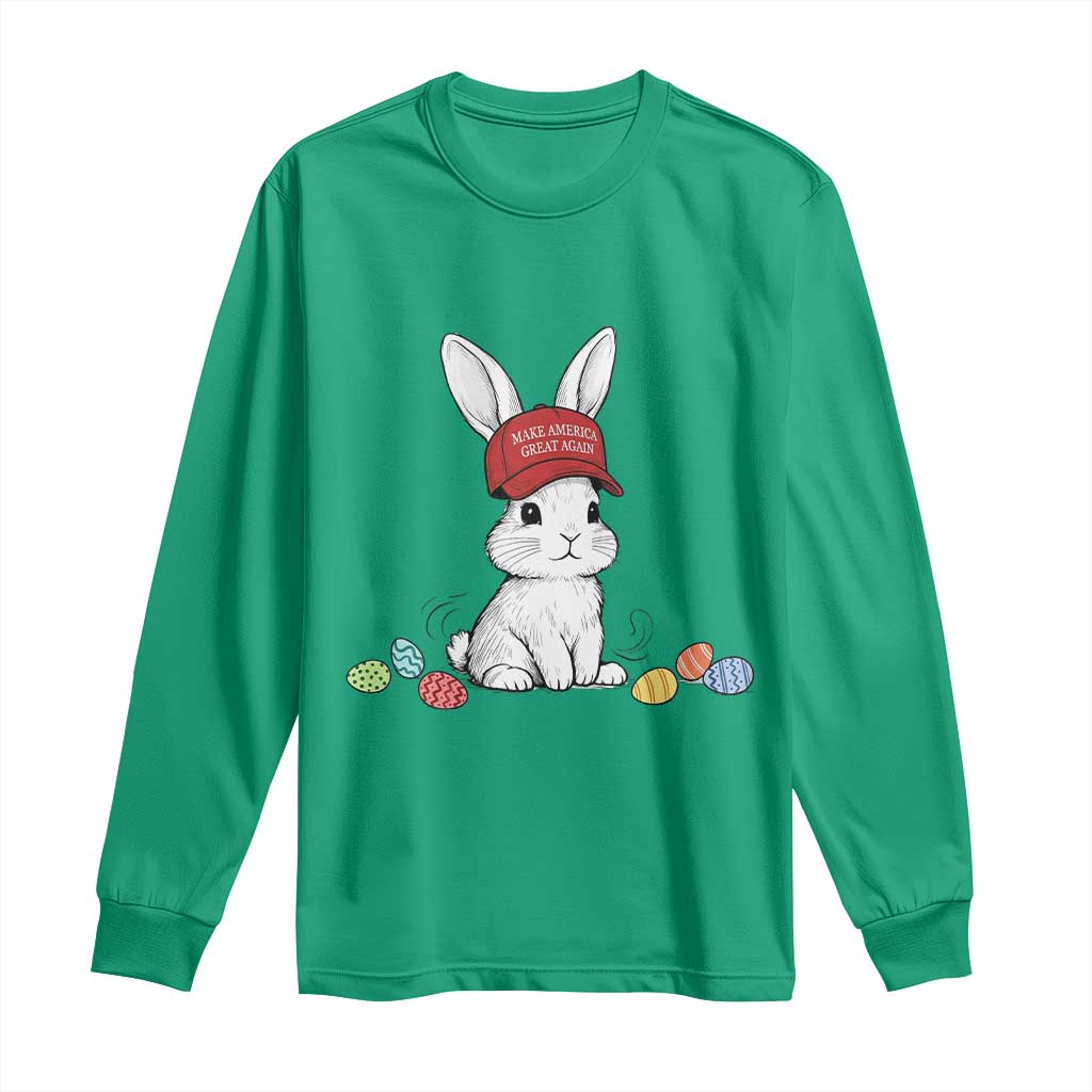 Funny Easter Bunny Wearing Hat American Long Sleeve Shirt TS14 Irish Green Print Your Wear