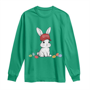 Funny Easter Bunny Wearing Hat American Long Sleeve Shirt TS14 Irish Green Print Your Wear