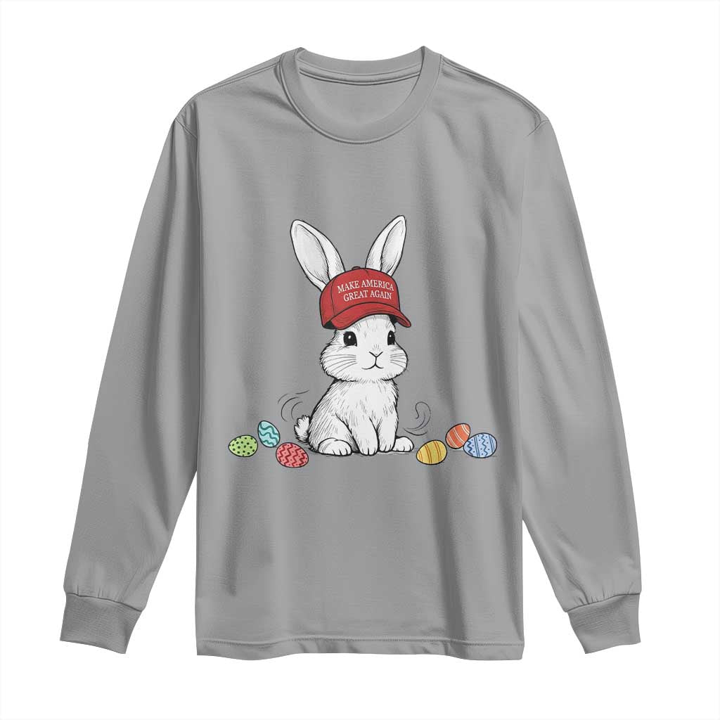 Funny Easter Bunny Wearing Hat American Long Sleeve Shirt TS14 Sport Gray Print Your Wear