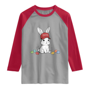 Funny Easter Bunny Wearing Hat American Raglan Shirt TS14 Sport Gray Red Print Your Wear