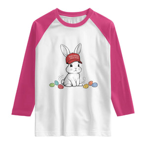 Funny Easter Bunny Wearing Hat American Raglan Shirt TS14 White Heliconia Print Your Wear