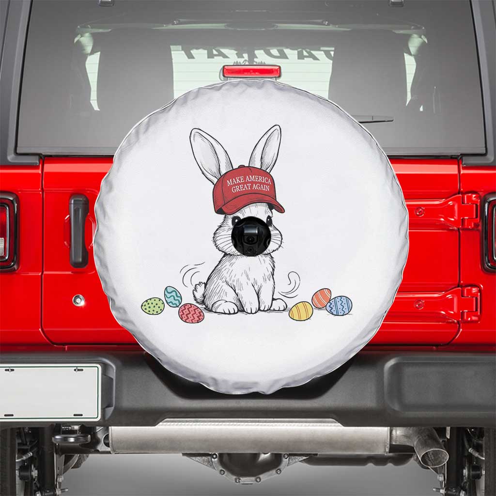 Funny Easter Bunny Wearing Hat American Spare Tire Cover TS14 White Print Your Wear