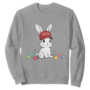 Funny Easter Bunny Wearing Hat American Sweatshirt TS14 Sport Gray Print Your Wear