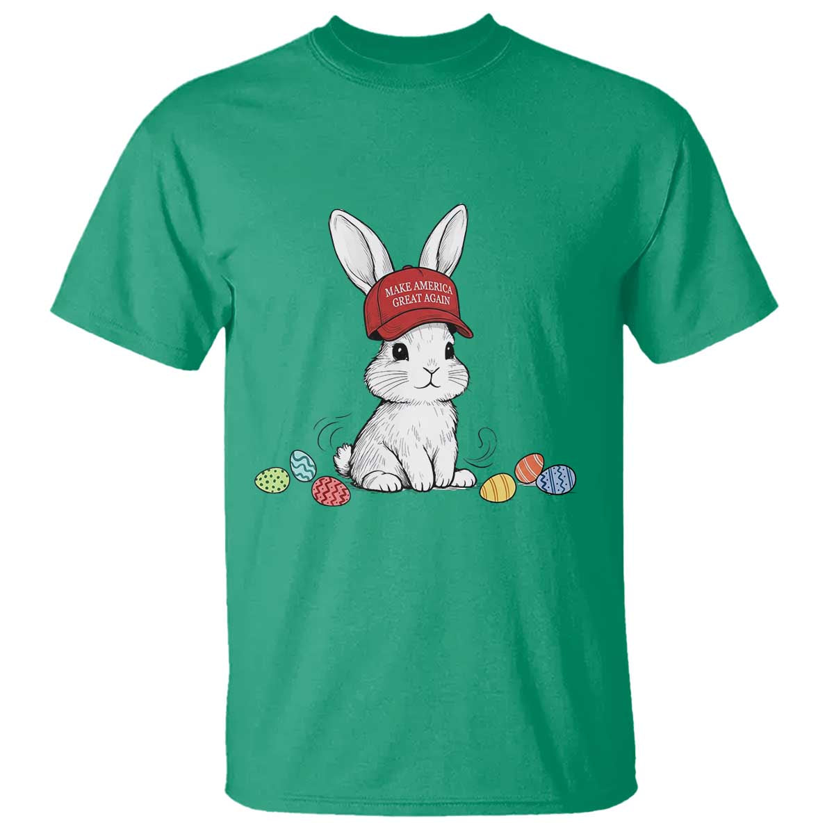 Funny Easter Bunny Wearing Hat American T Shirt TS14 Irish Green Print Your Wear