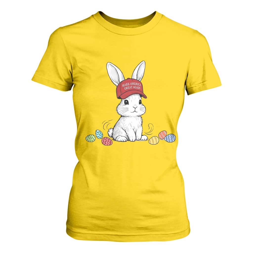 Funny Easter Bunny Wearing Hat American T Shirt For Women TS14 Daisy Print Your Wear