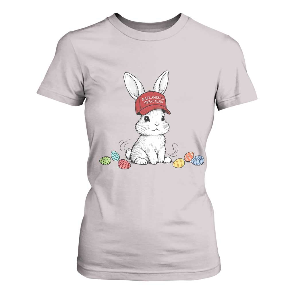 Funny Easter Bunny Wearing Hat American T Shirt For Women TS14 Ice Gray Print Your Wear