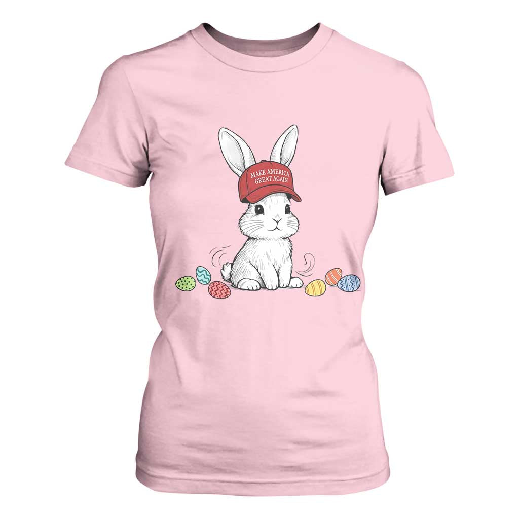 Funny Easter Bunny Wearing Hat American T Shirt For Women TS14 Light Pink Print Your Wear