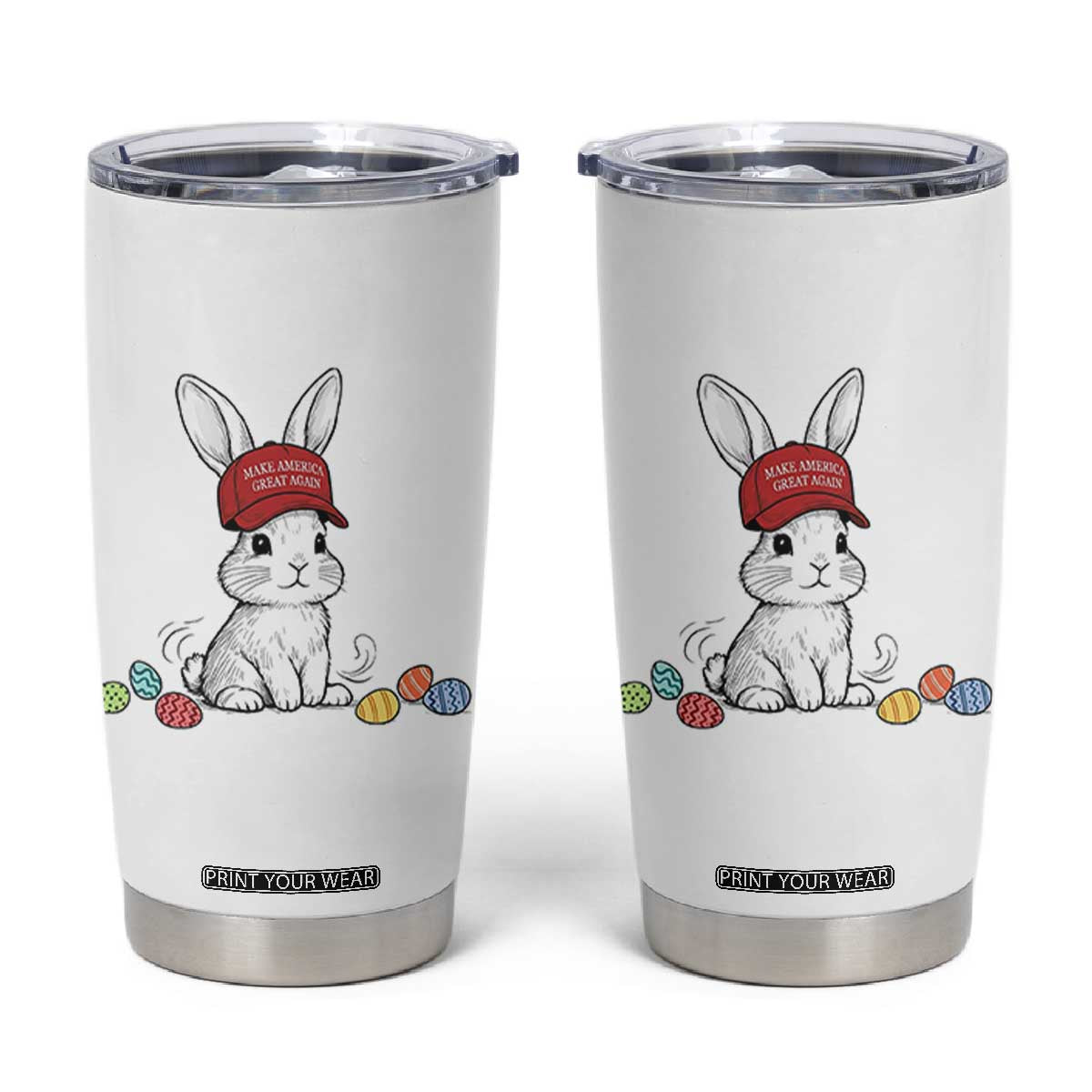 Funny Easter Bunny Wearing Hat American Tumbler Cup TS14 White Print Your Wear