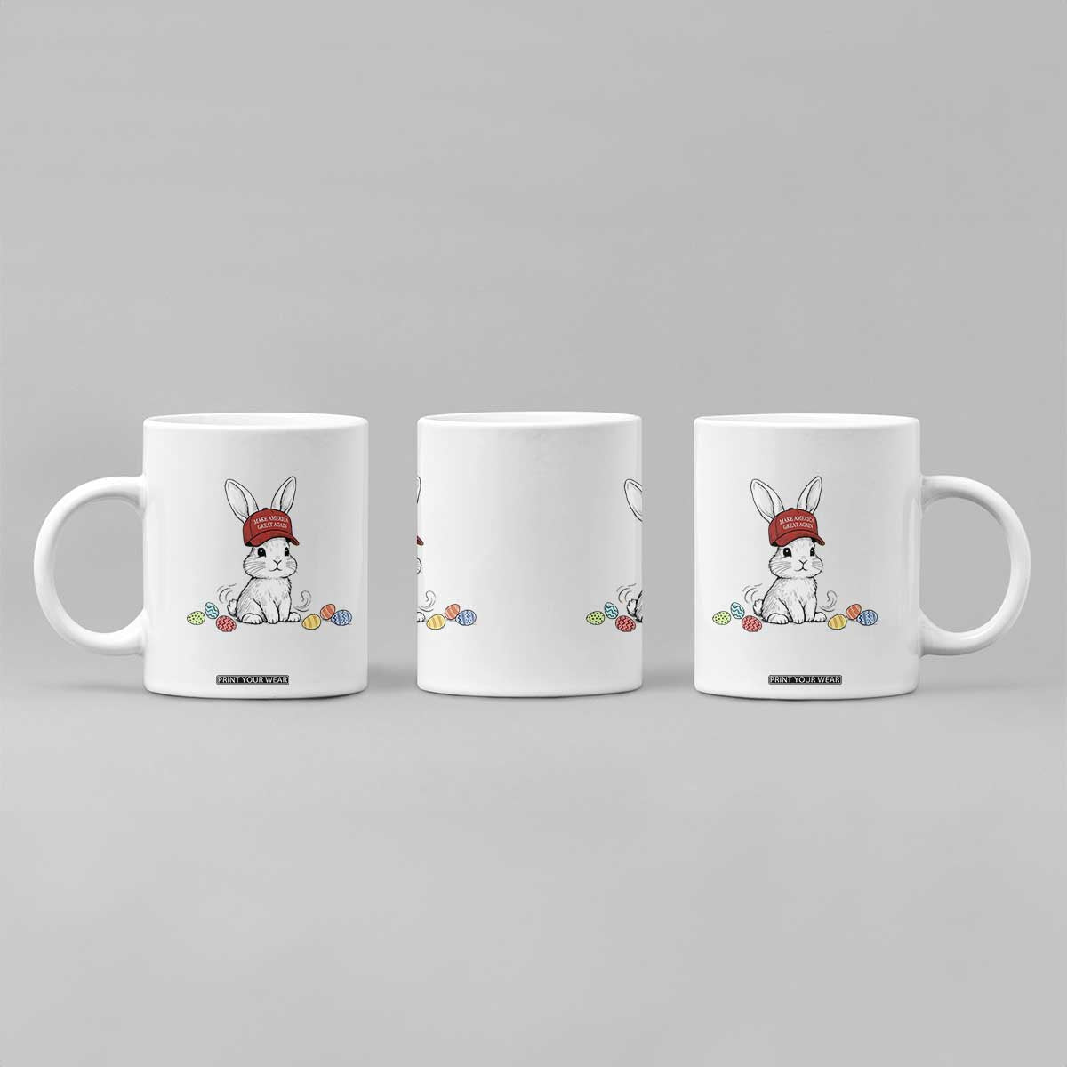 Funny Easter Bunny Wearing Hat American Coffee Mug TS14 Print Your Wear