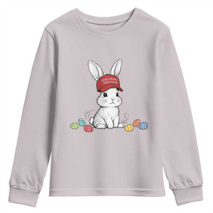 Funny Easter Bunny Wearing Hat American Youth Sweatshirt TS14 Ice Gray Print Your Wear