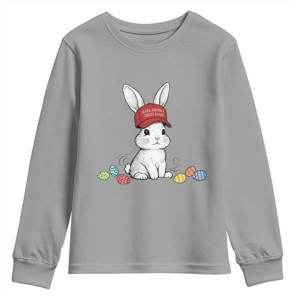 Funny Easter Bunny Wearing Hat American Youth Sweatshirt TS14 Sport Gray Print Your Wear