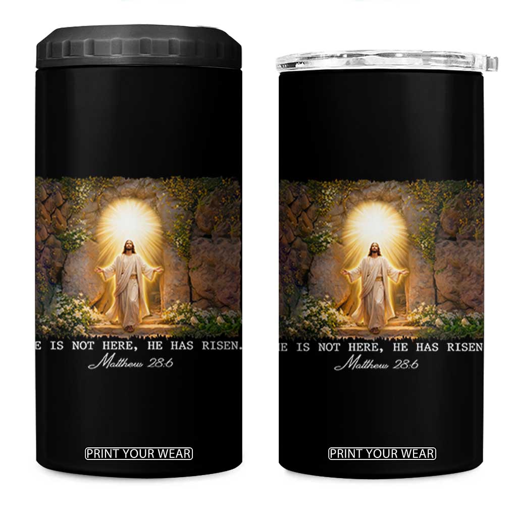 He Is Not Here He Has Risen 4 in 1 Can Cooler Tumbler Easter Christian Jesus TS14 One Size: 16 oz Black Print Your Wear
