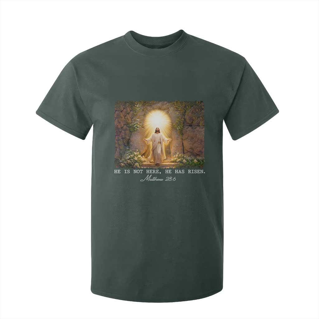 He Is Not Here He Has Risen T Shirt For Kid Easter Christian Jesus TS14 Dark Forest Green Print Your Wear