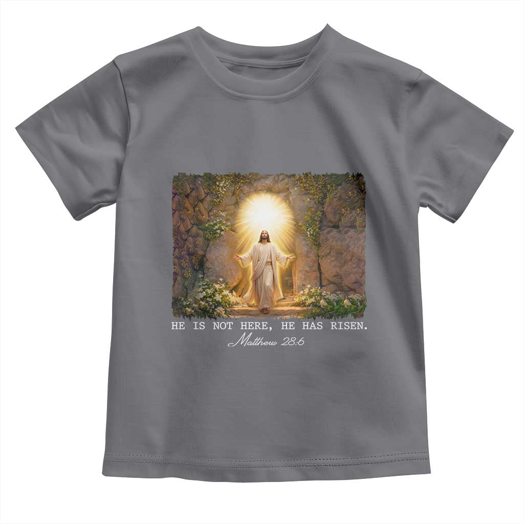 He Is Not Here He Has Risen Toddler T Shirt Easter Christian Jesus TS14 Charcoal Print Your Wear