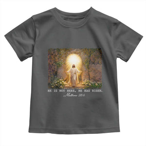 He Is Not Here He Has Risen Toddler T Shirt Easter Christian Jesus TS14 Dark Heather Print Your Wear