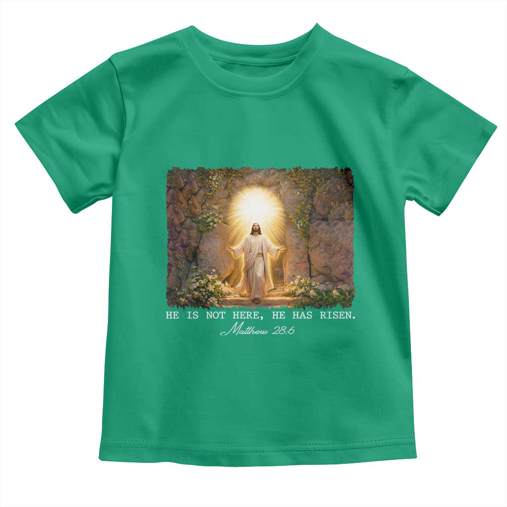 He Is Not Here He Has Risen Toddler T Shirt Easter Christian Jesus TS14 Irish Green Print Your Wear