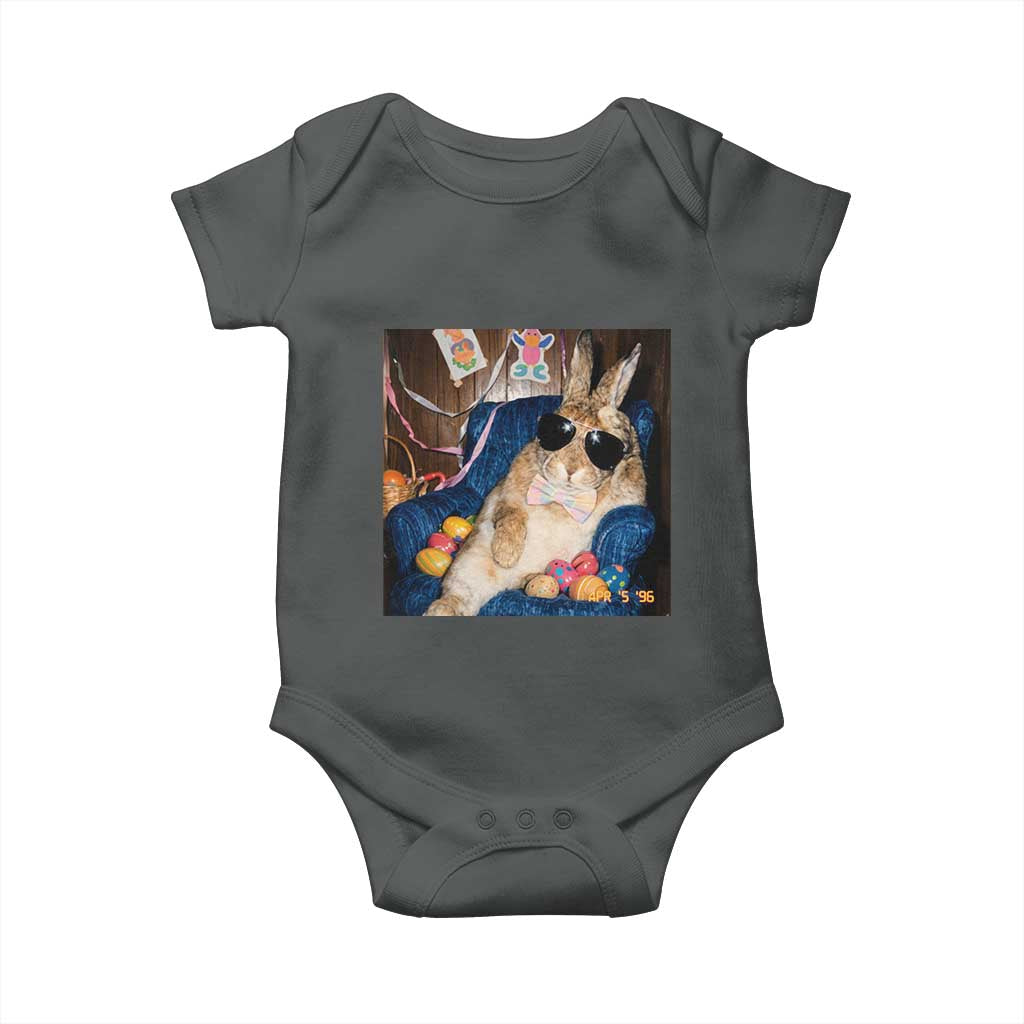 Funny Easter Bunny Sunglasses Graphic Baby Onesie TS14 Dark Heather Print Your Wear
