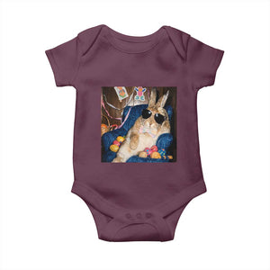 Funny Easter Bunny Sunglasses Graphic Baby Onesie TS14 Maroon Print Your Wear