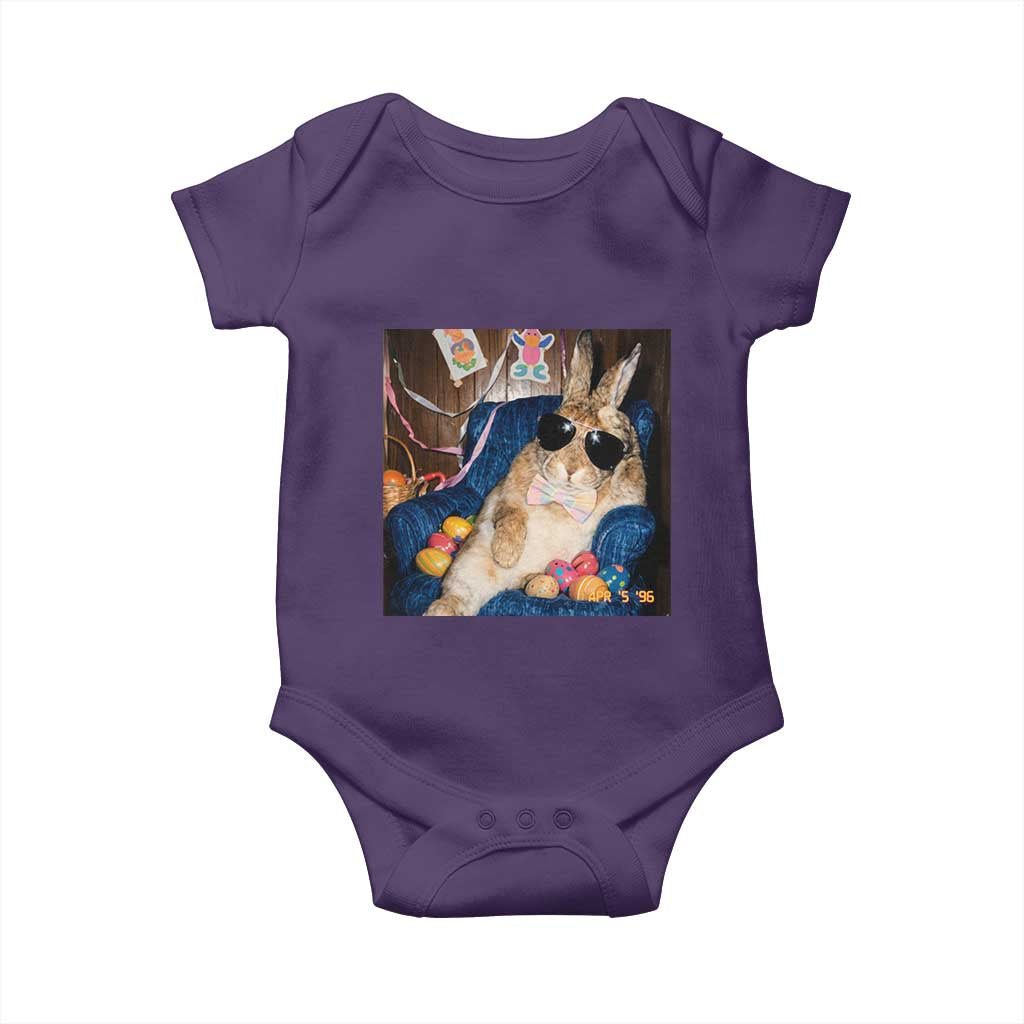 Funny Easter Bunny Sunglasses Graphic Baby Onesie TS14 Purple Print Your Wear
