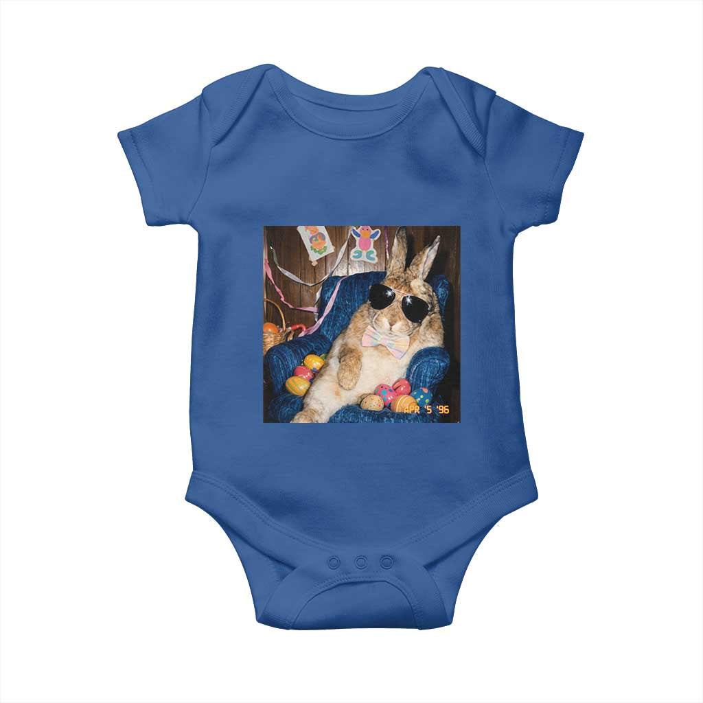Funny Easter Bunny Sunglasses Graphic Baby Onesie TS14 Royal Blue Print Your Wear