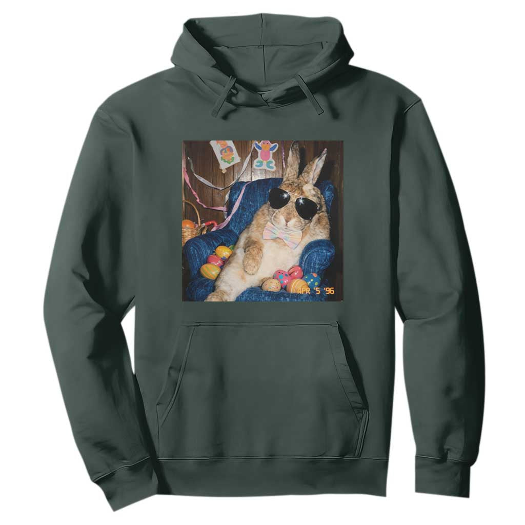 Funny Easter Bunny Sunglasses Graphic Hoodie TS14 Dark Forest Green Print Your Wear