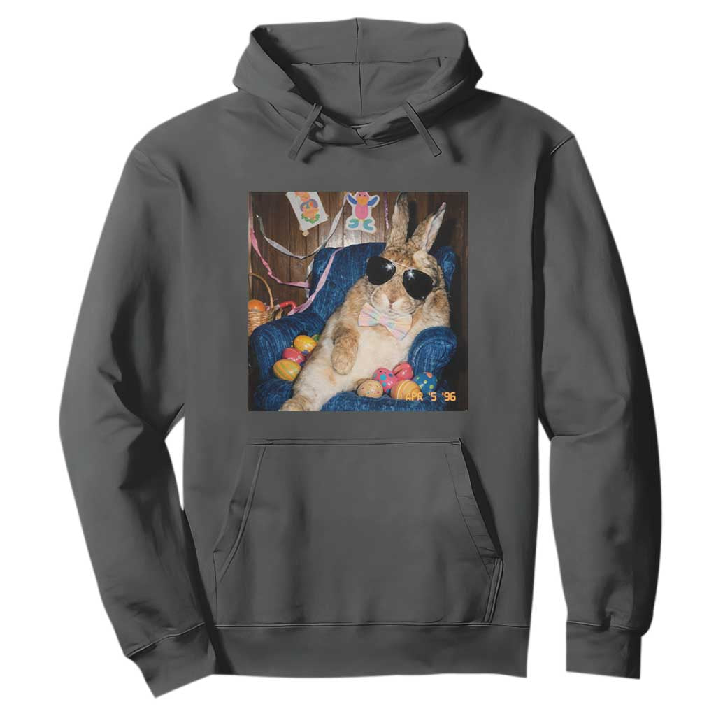 Funny Easter Bunny Sunglasses Graphic Hoodie TS14 Dark Heather Print Your Wear