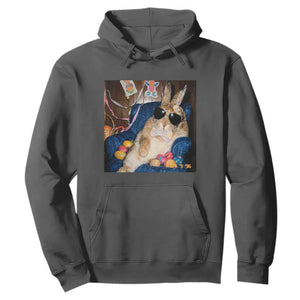 Funny Easter Bunny Sunglasses Graphic Hoodie TS14 Dark Heather Print Your Wear