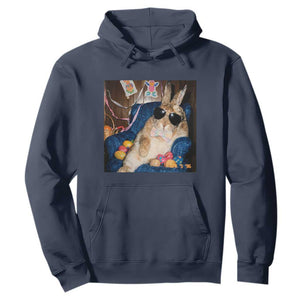 Funny Easter Bunny Sunglasses Graphic Hoodie TS14 Navy Print Your Wear