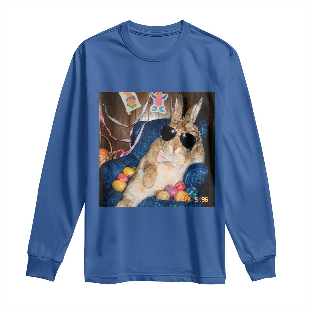Funny Easter Bunny Sunglasses Graphic Long Sleeve Shirt TS14 Royal Blue Print Your Wear