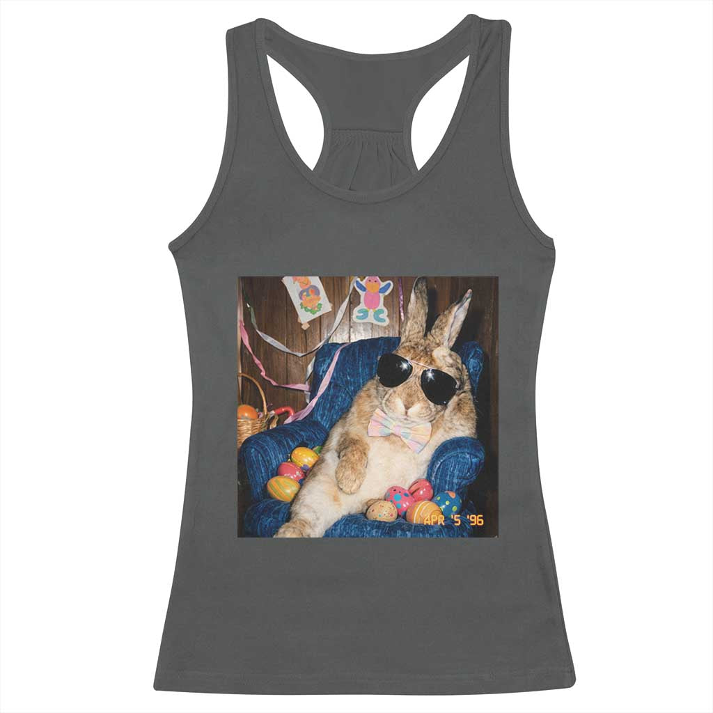 Funny Easter Bunny Sunglasses Graphic Racerback Tank Top TS14 Dark Heather Print Your Wear
