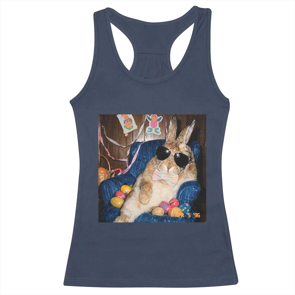 Funny Easter Bunny Sunglasses Graphic Racerback Tank Top TS14 Navy Print Your Wear