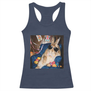 Funny Easter Bunny Sunglasses Graphic Racerback Tank Top TS14 Navy Print Your Wear