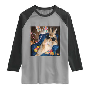 Funny Easter Bunny Sunglasses Graphic Raglan Shirt TS14 Sport Gray Black Print Your Wear