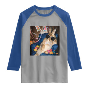 Funny Easter Bunny Sunglasses Graphic Raglan Shirt TS14 Sport Gray Royal Print Your Wear