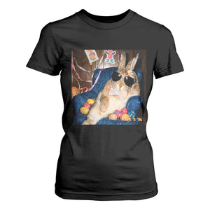 Funny Easter Bunny Sunglasses Graphic T Shirt For Women TS14 Black Print Your Wear