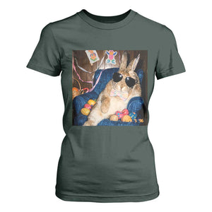 Funny Easter Bunny Sunglasses Graphic T Shirt For Women TS14 Dark Forest Green Print Your Wear