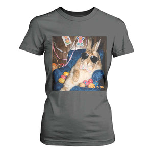 Funny Easter Bunny Sunglasses Graphic T Shirt For Women TS14 Dark Heather Print Your Wear