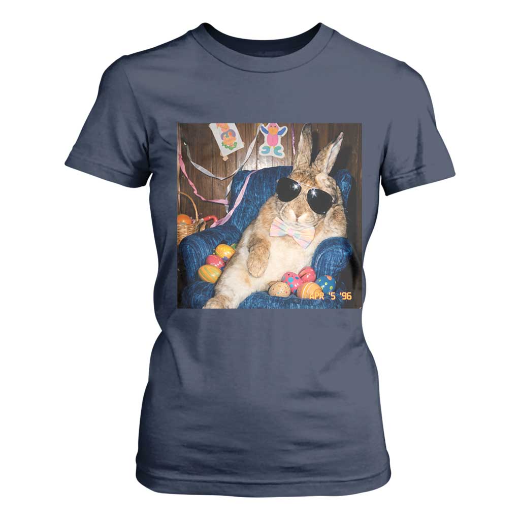 Funny Easter Bunny Sunglasses Graphic T Shirt For Women TS14 Navy Print Your Wear