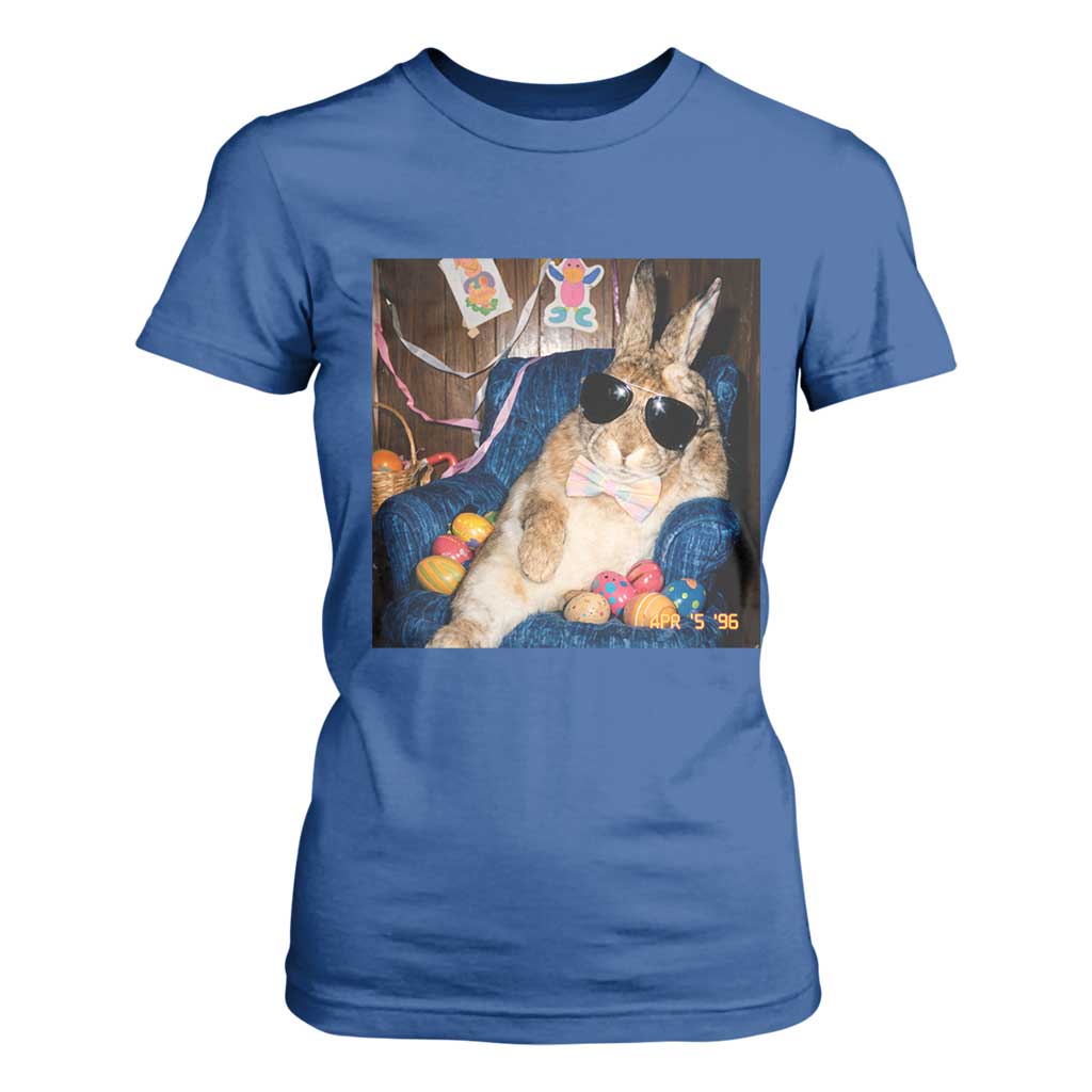 Funny Easter Bunny Sunglasses Graphic T Shirt For Women TS14 Royal Blue Print Your Wear