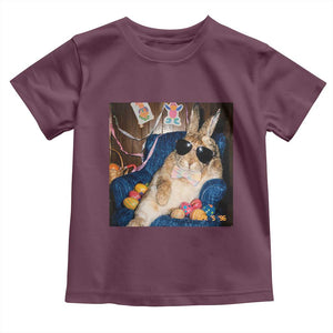 Funny Easter Bunny Sunglasses Graphic Toddler T Shirt TS14 Maroon Print Your Wear