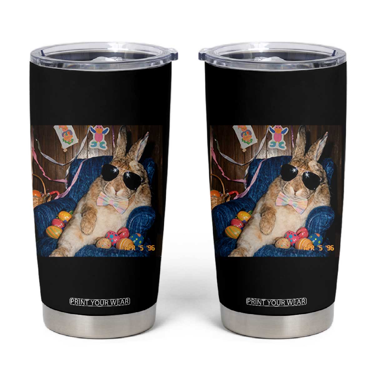 Funny Easter Bunny Sunglasses Graphic Tumbler Cup TS14 Black Print Your Wear
