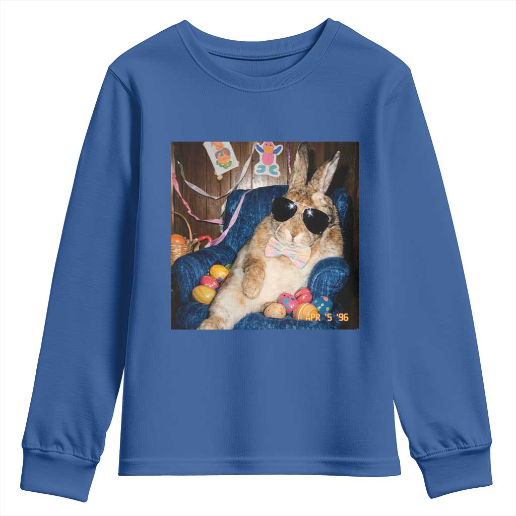 Funny Easter Bunny Sunglasses Graphic Youth Sweatshirt TS14 Royal Blue Print Your Wear