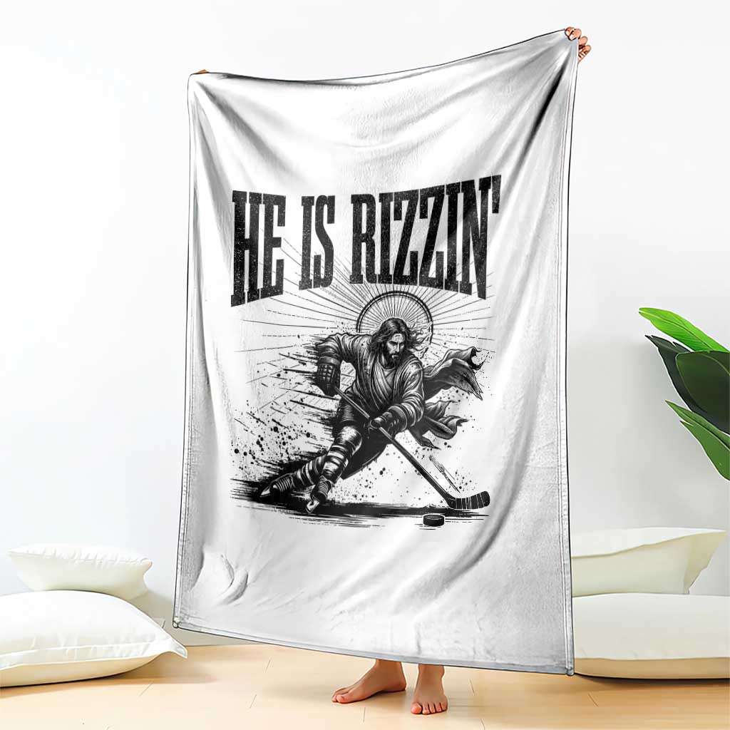 Funny Jesus Hockey Throw Blanket He Is Rizzin' TS14 Print Your Wear