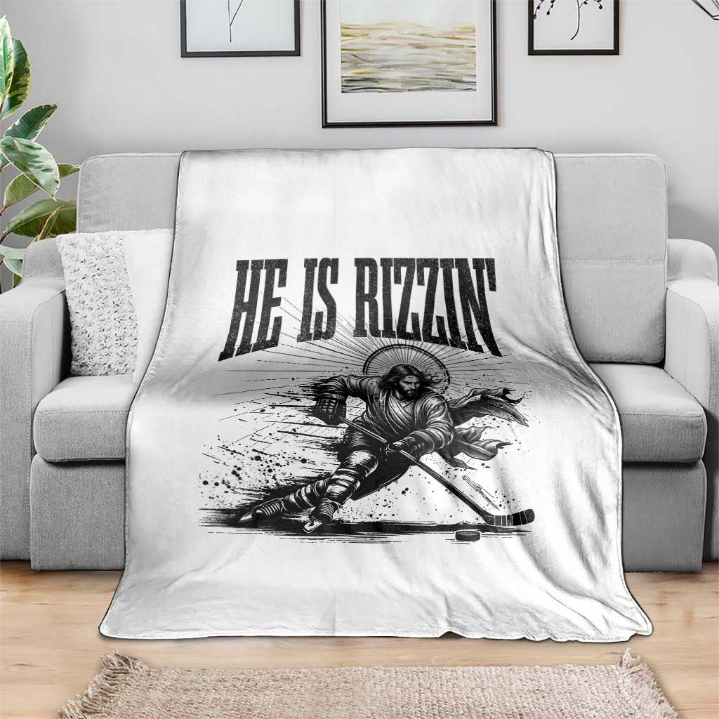 Funny Jesus Hockey Throw Blanket He Is Rizzin' TS14 Print Your Wear