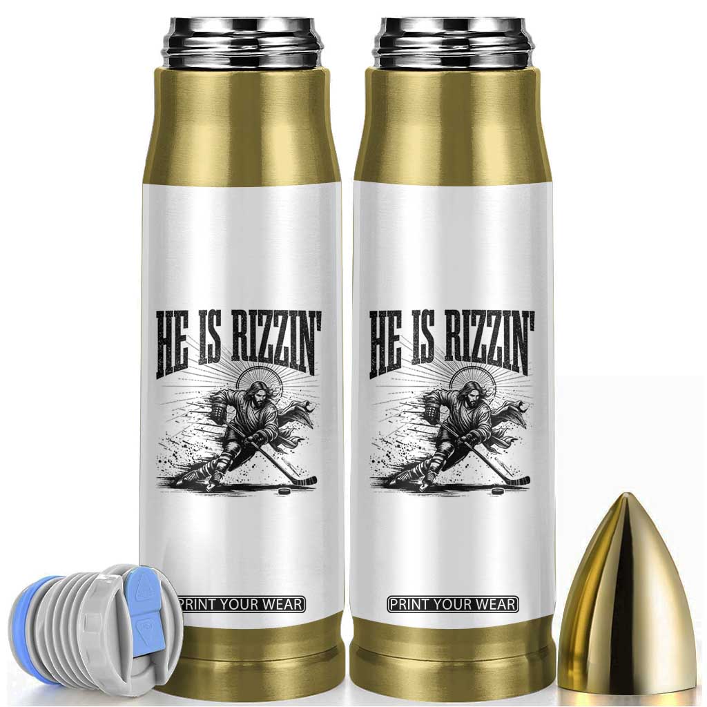 Funny Jesus Hockey Bullet Tumbler He Is Rizzin' TS14 White Print Your Wear