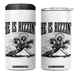 Funny Jesus Hockey 4 in 1 Can Cooler Tumbler He Is Rizzin' TS14 One Size: 16 oz White Print Your Wear