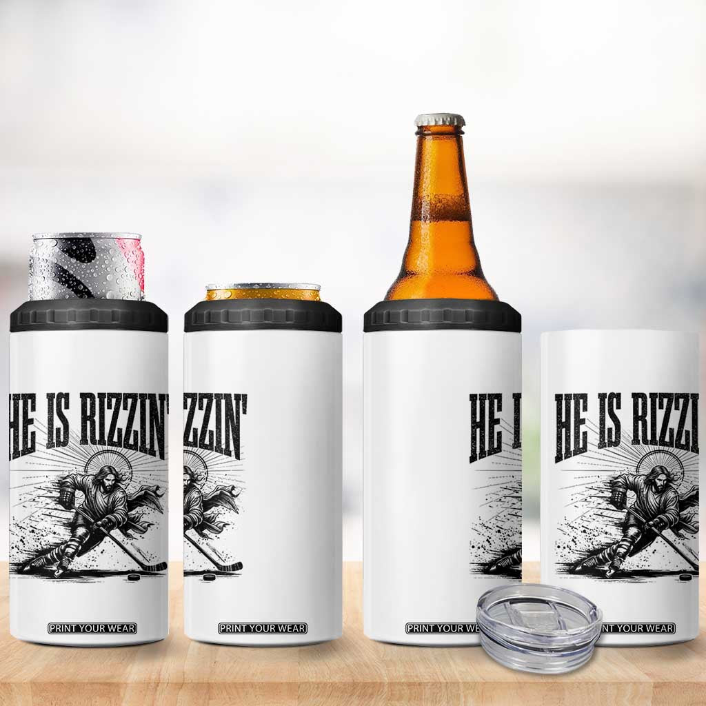 Funny Jesus Hockey 4 in 1 Can Cooler Tumbler He Is Rizzin' TS14 Print Your Wear