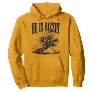 Funny Jesus Hockey Hoodie He Is Rizzin' TS14 Gold Print Your Wear