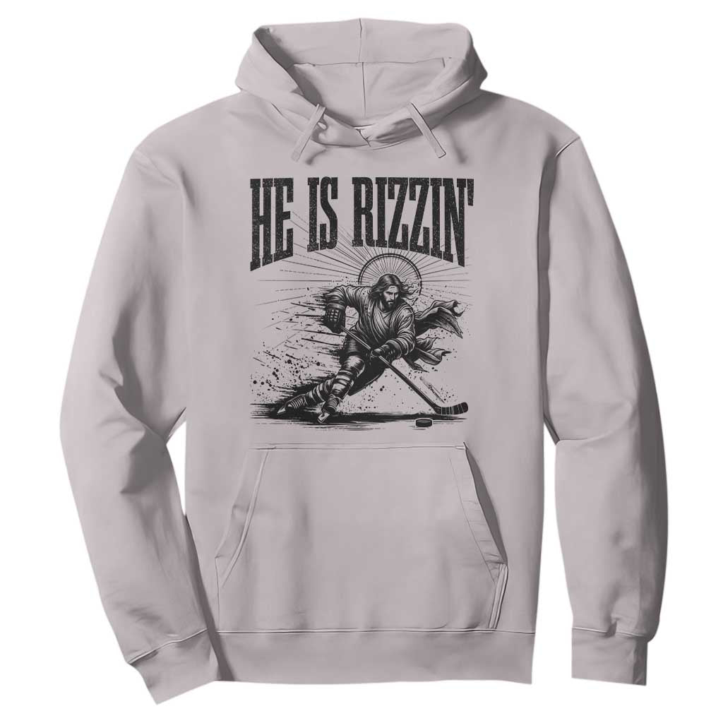 Funny Jesus Hockey Hoodie He Is Rizzin' TS14 Ice Gray Print Your Wear